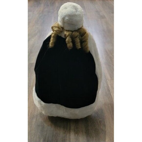 ANCO Porcelain Doll in Black Winter Cape Dress Faux Fur Muff with Stand 16" - Picture 4 of 11